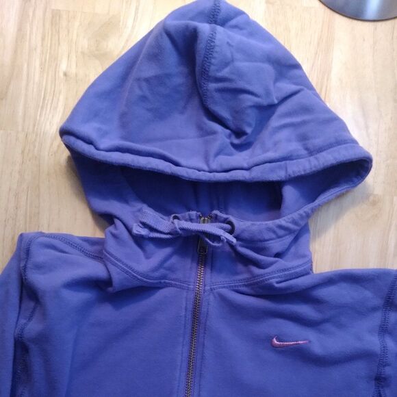 Vintage Nike Small Swoosh Logo Zipper Hoodie Sweatshirt Lightweight - Picture 1 of 9